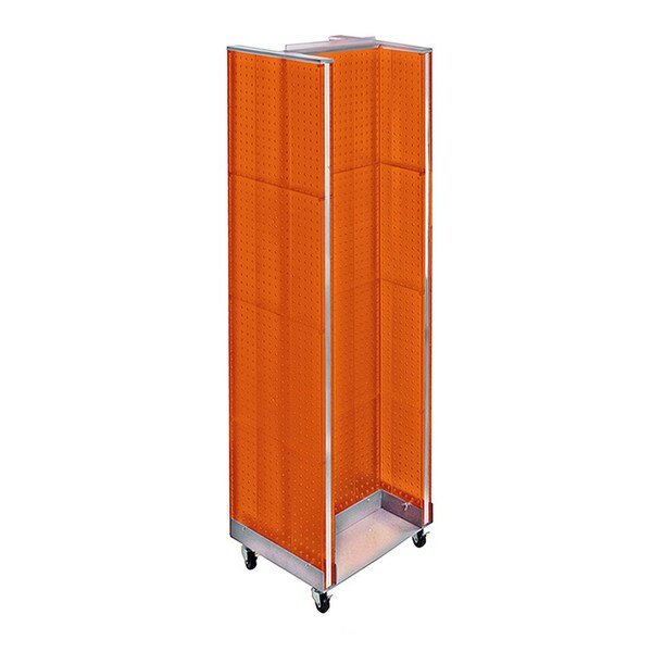 H-Unit Pegboard Floor Display on Wheeled Base. Panel Size: 16''W x 60''H